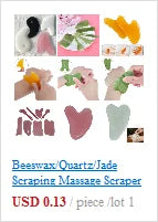 Beeswax, jade, and quartz gua sha scraping tools for facial massage, skin lifting, and tension relief therapy.