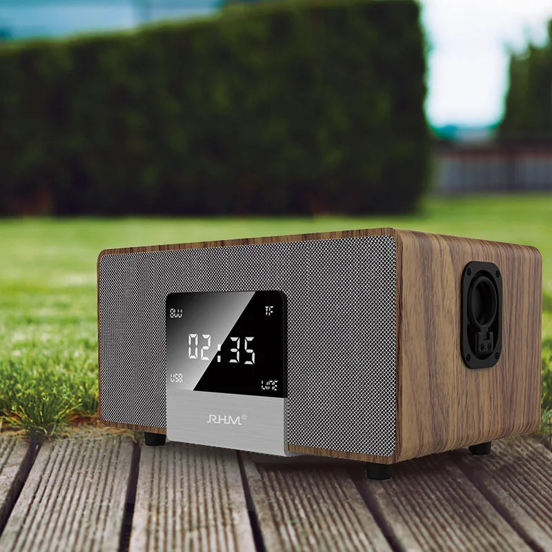 RHM K222 Wireless BT Karaoke Subwoofer Speaker Two Microphones Mini Design Wood Material DC Power Personal Remote Control Box My Store