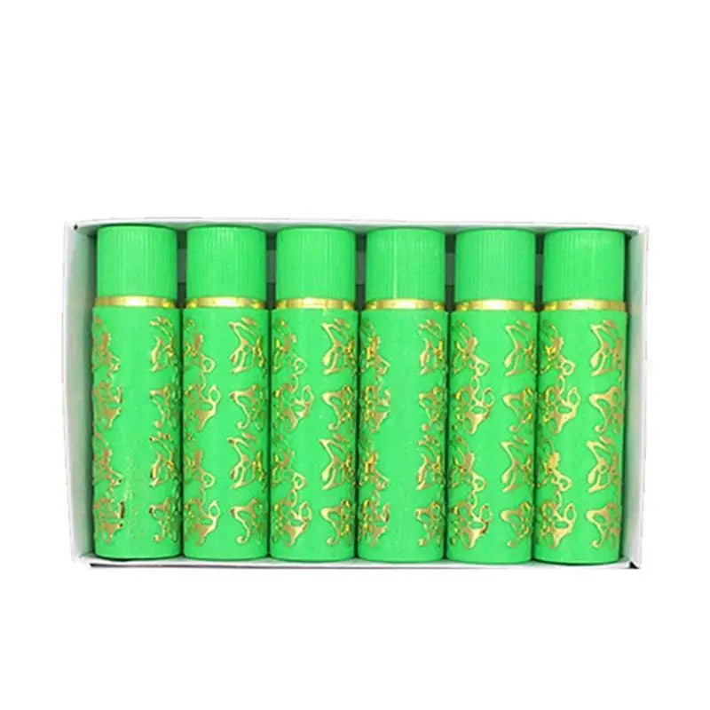 6pcs set of green magic color-changing lipsticks with gold butterfly pattern tubes for long-lasting lip makeup.