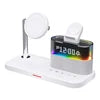 Smart Gedgets Desk Multifunctional Charger Station RGB 3 in 1 Wireless Charger Custom Logo With Night Light Digital Alarm Clock Type-C White Tidesmit