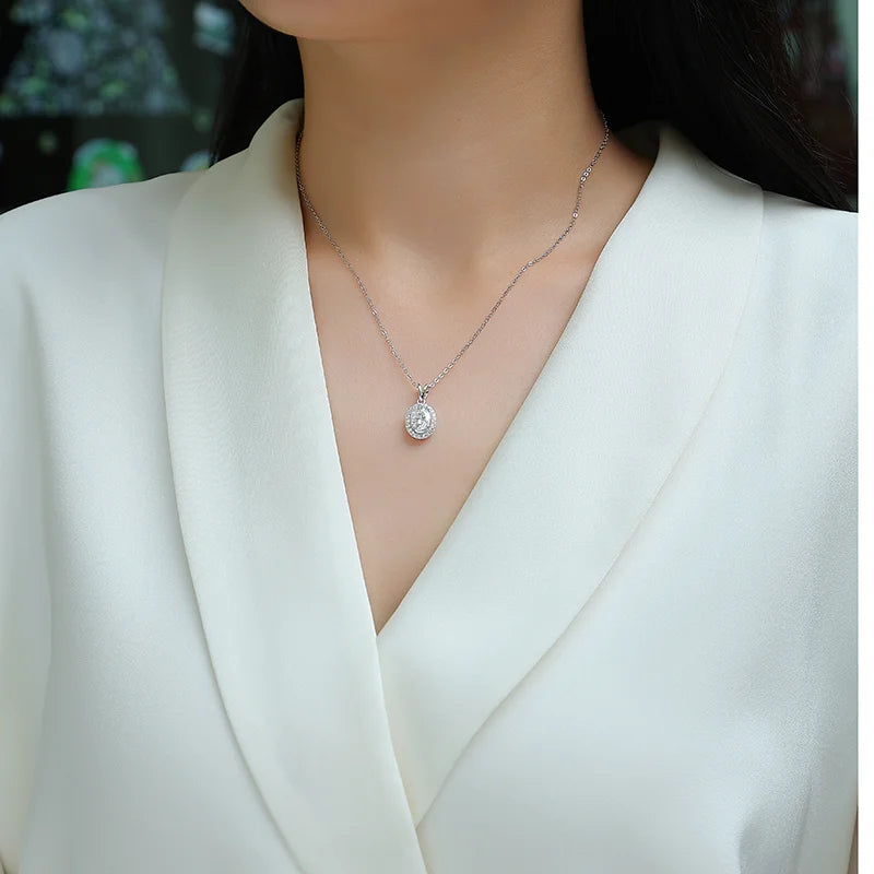 Timeless Oval Cut Moissanite Pendant Necklace 925 Silver Everyday Fine Jewelry Moissanite Necklace