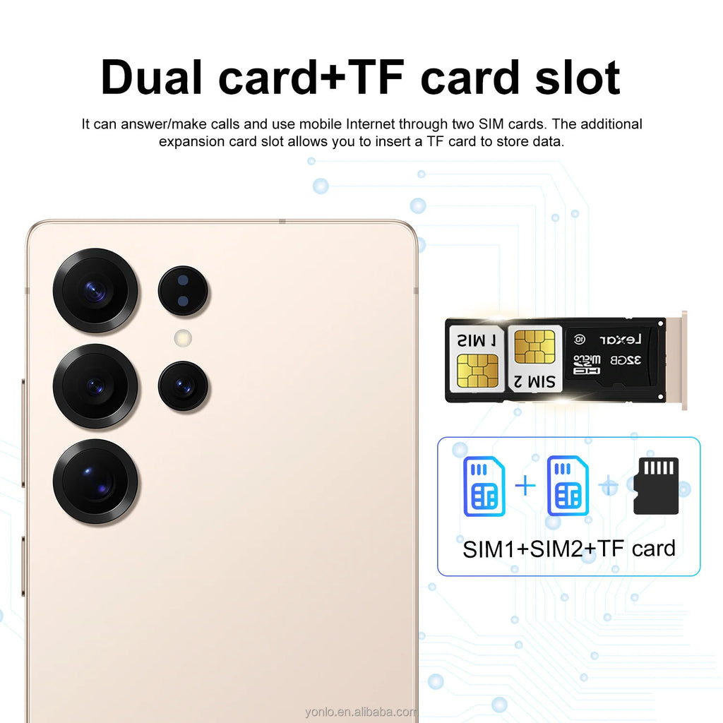S26 Ultra 5G smartphone with 7.3 inch screen 16GB RAM and 1TB storage showing side profile view