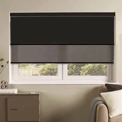 Smart Motorized Double Roller Blinds Tuya Zigbee Wifi Control Electric Motor Window Roller Blinds Tidesmit