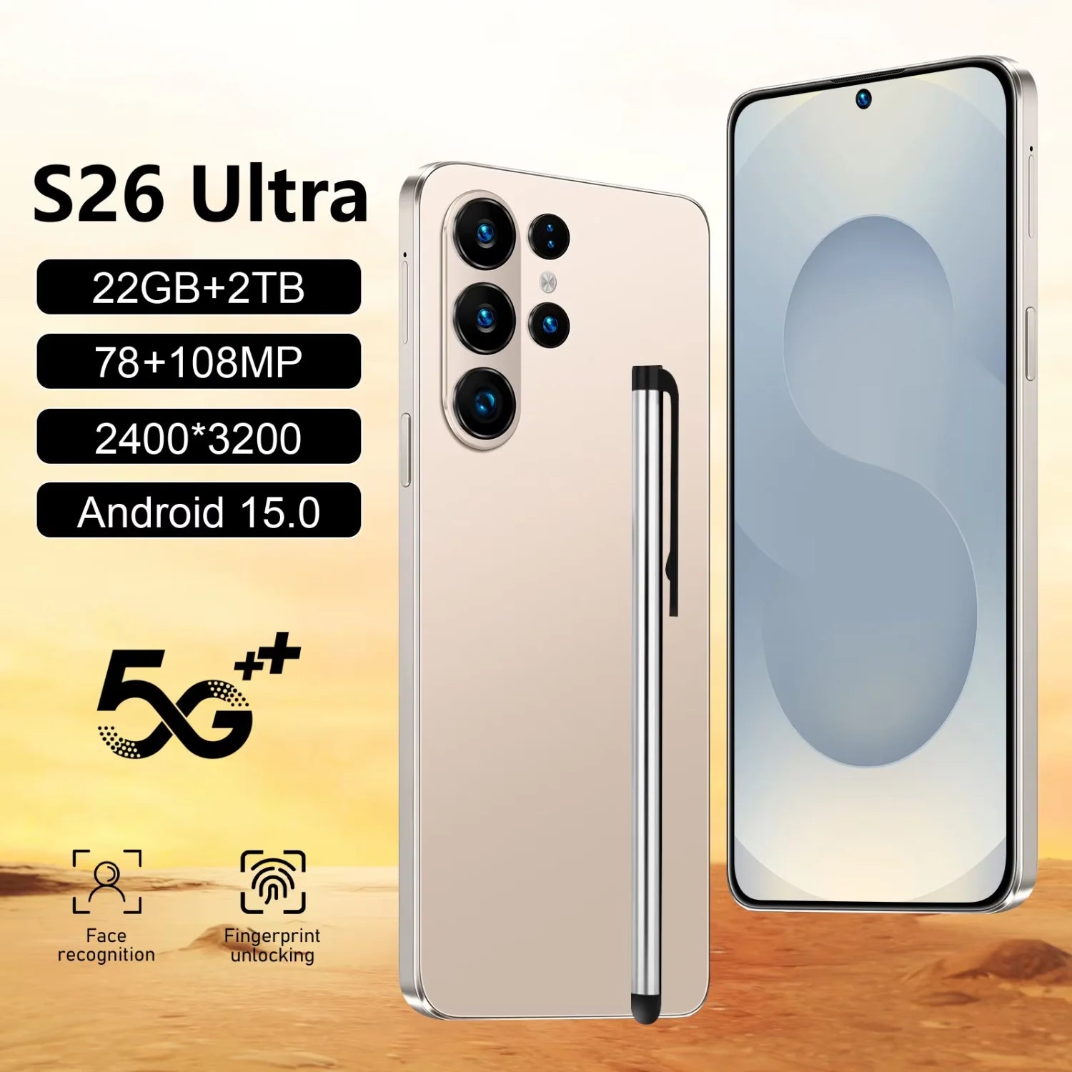 S26 Ultra 5G Smartphone 22GB 2TB - 7.3 Inch Unlocked Mobile Tidesmit