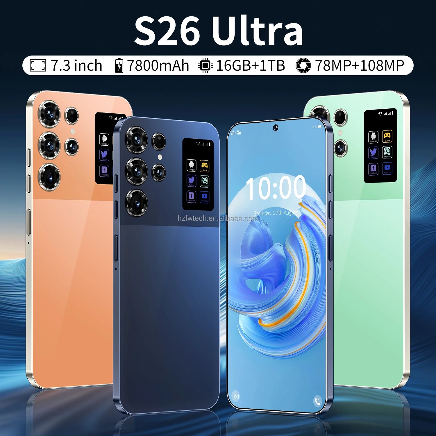 S26 Ultra 5G Smartphone 1TB 16GB RAM Orange - Unlocked Mobile Tidesmit