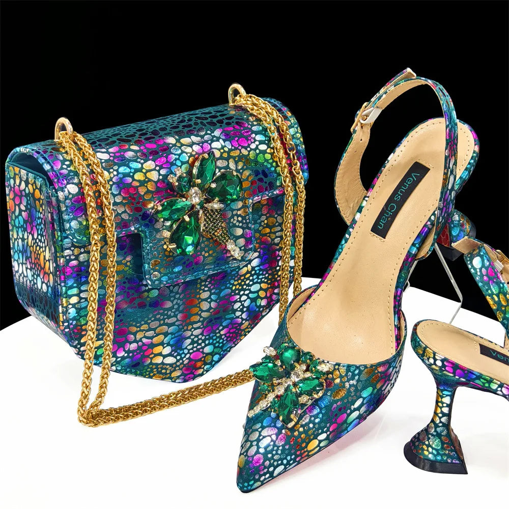 Shein Bestseller Women's Shoes and Bags Set: Pointed-toe Heeled Pumps with an Unconventional Shoulder Bag and Tote