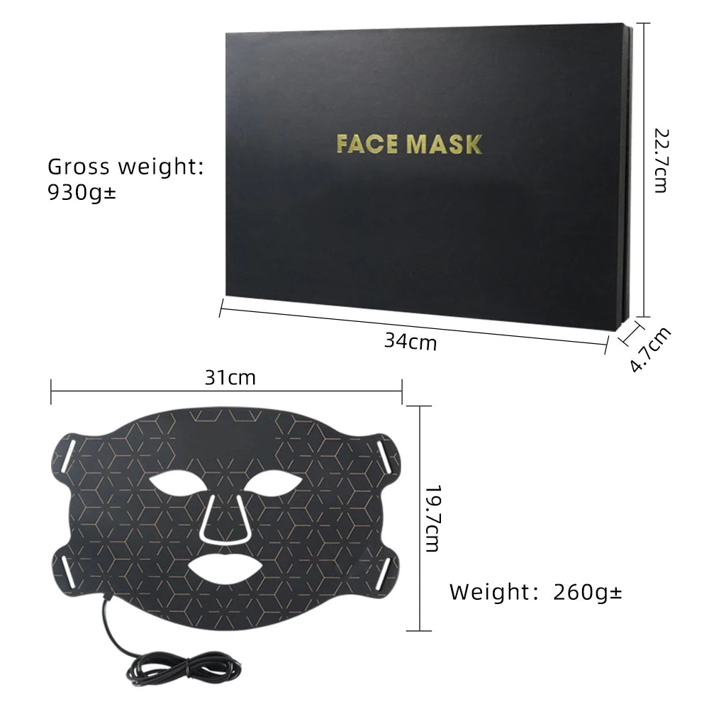 Professional Led Light Therapy Mask Black Led Red Light Therapy 4 Colors Silicon Red Light Therapy Face Mask Tidesmit