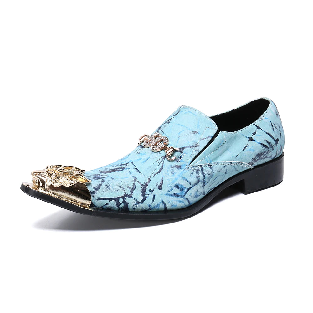 NA264 Luxury Pointed Toe Slip on Man Rhinestone Runway Loafers British Designer Patent Leather Wedding Party Men's Banquet Shoes