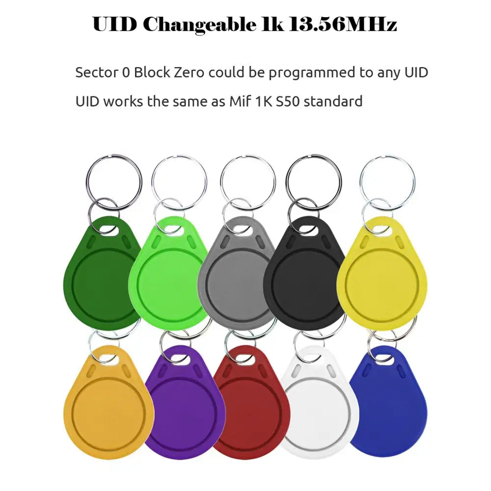 5YOA 50pcs UID Block 0 Rewritable Writable 13.56MHz RFID Tag Key Fob Clone Card Tags Copy Cards Keychain Keyfob