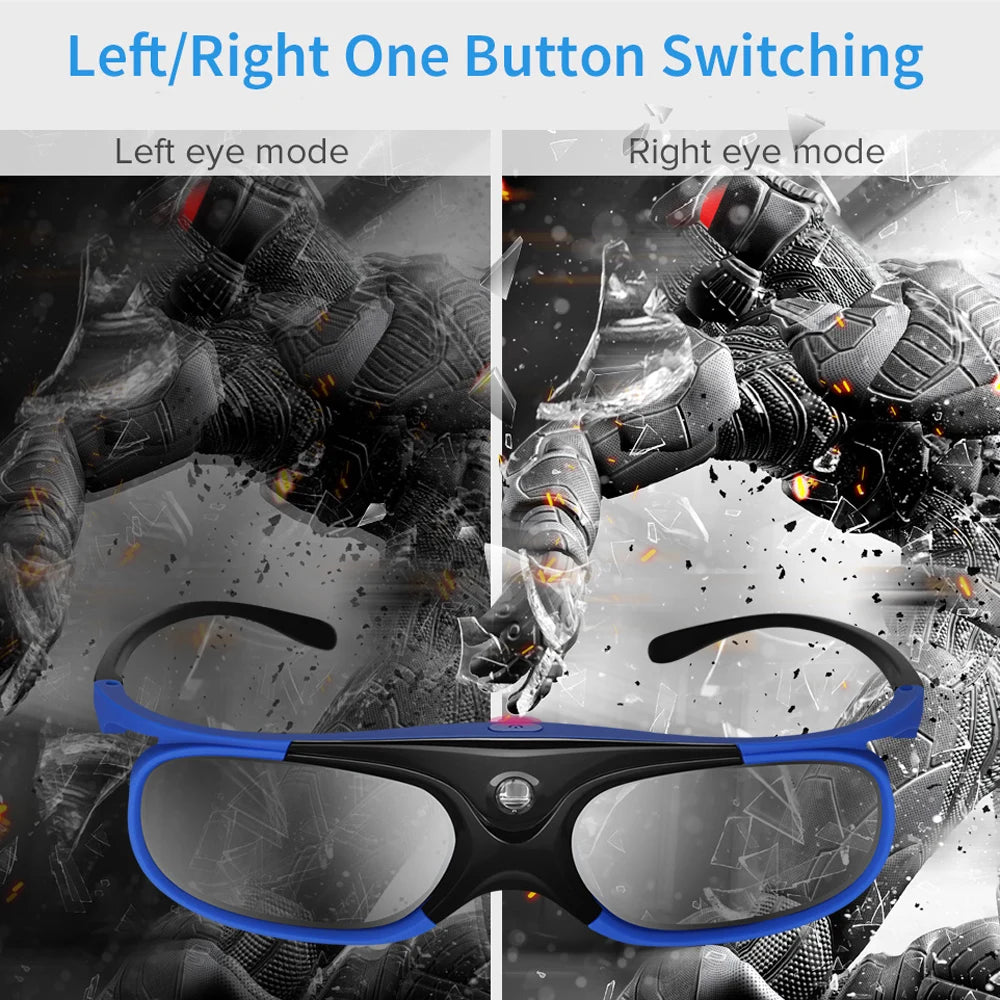 DLP 3D Glasses 144Hz Rechargeable 3D Active Shutter Glasses for All DLP-Link 3D Projectors Compatible with BenQ Tidesmit