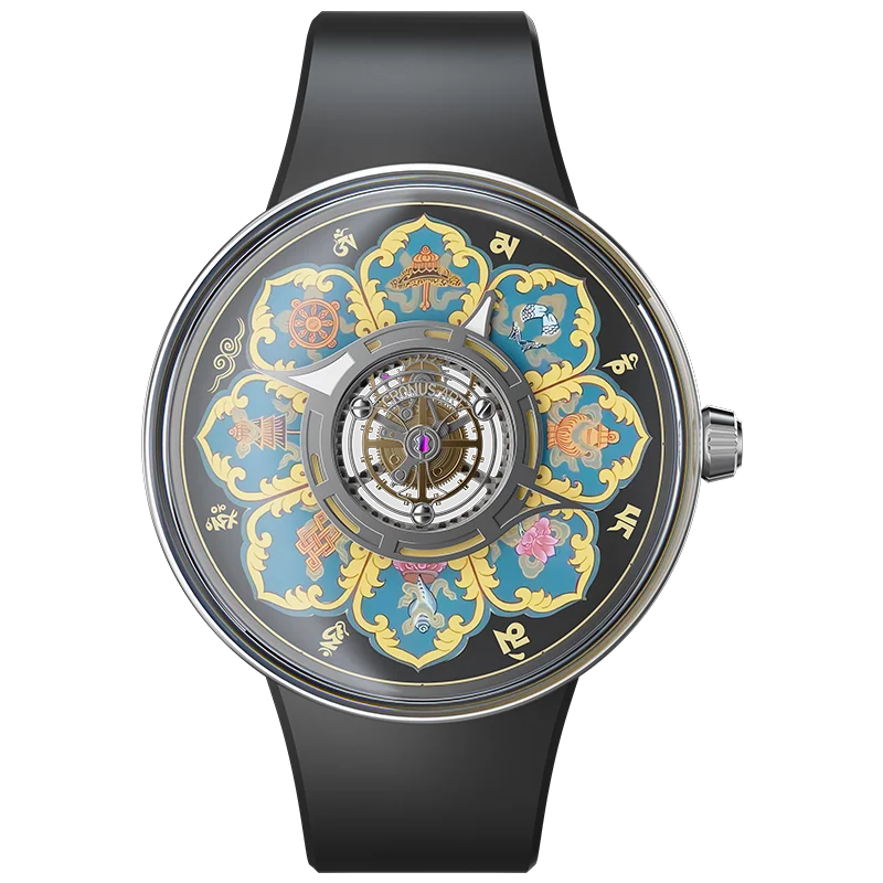 Edition Luxury Men's Tourbillon Mechanical Watches  Mandala Dial Design Titanium Case Chinese-Style Inspiration Oem Watches