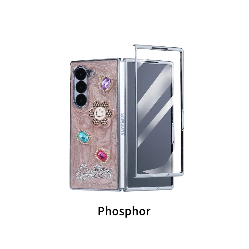 Dispensing Sunflower Glass Screen Protector Phone Case for Samsung Galaxy Z Fold 7/6/5/4 Pink OPP Bag Tidesmit