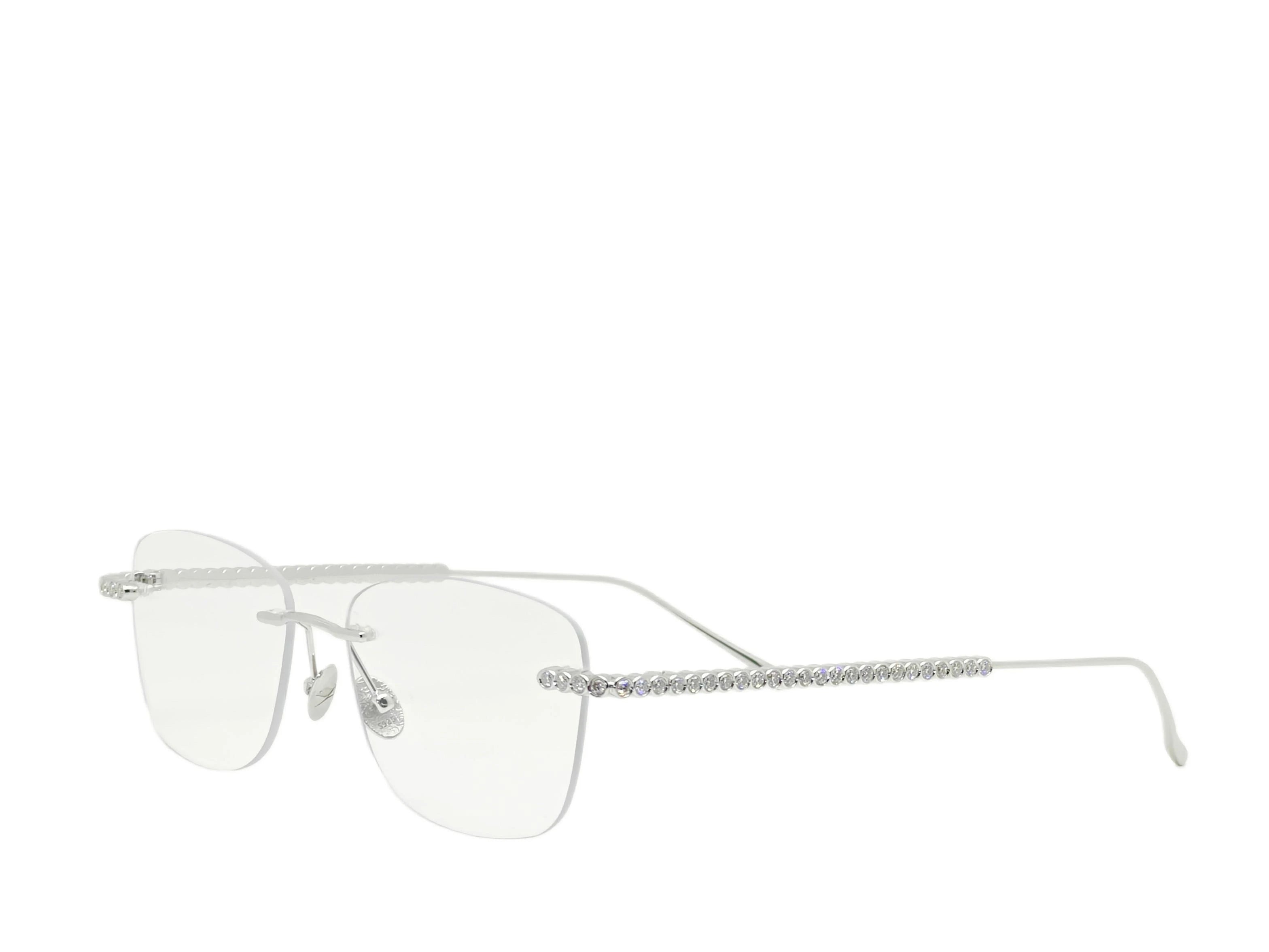 Latest Popular Design 925 Silver Diamond-Set Luxury Unisex Rimless Rectangle Glasses Lightweight Premium Quality
