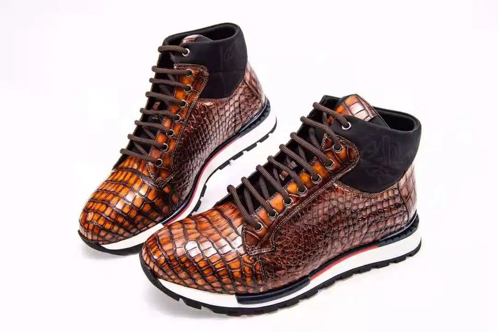 Goodyear Decent Sepatu Walking Style Shoes Genuine Crocodile Leather Office Mens Shoes Sneakers High End Alligator Shoes Men