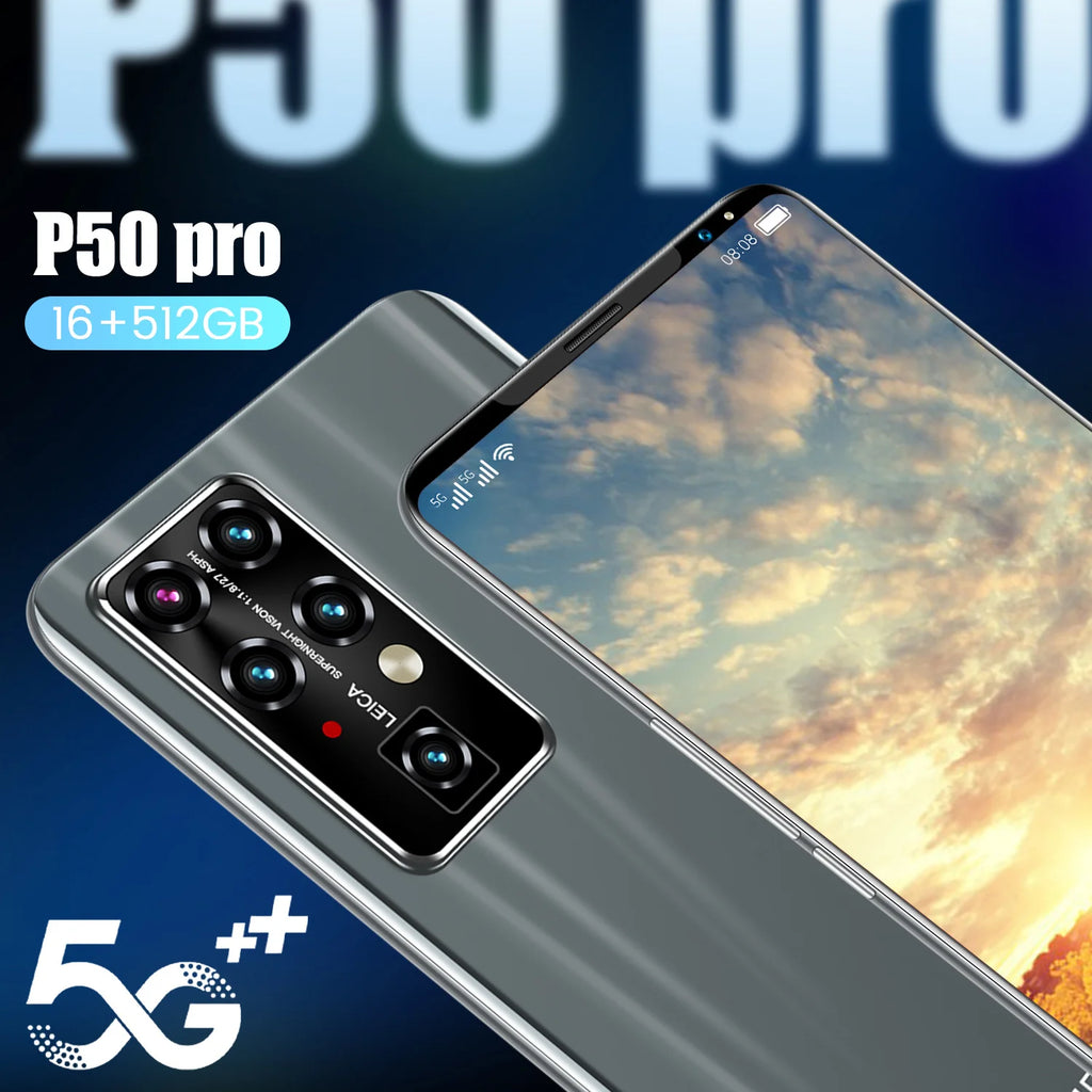 New P60 Pro 7.8 Inch 10 Core Smart Phone 16GB+512GB 4K HD GPS Navigation 5G Android SmartPhone 40+48MP Game Mobile Phone Tidesmit