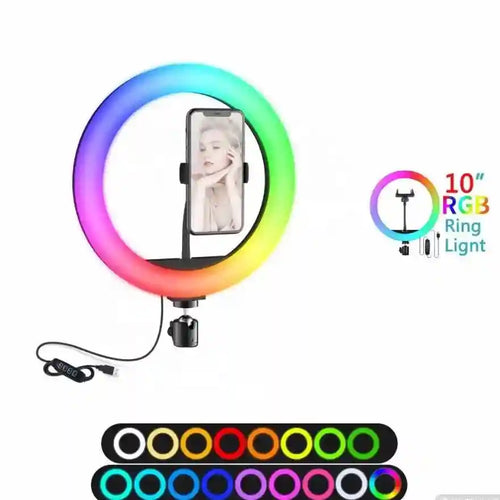 10-Inch RGB LED Ring Light with Desktop Tripod - Adjustable Color Lighting Tidesmit
