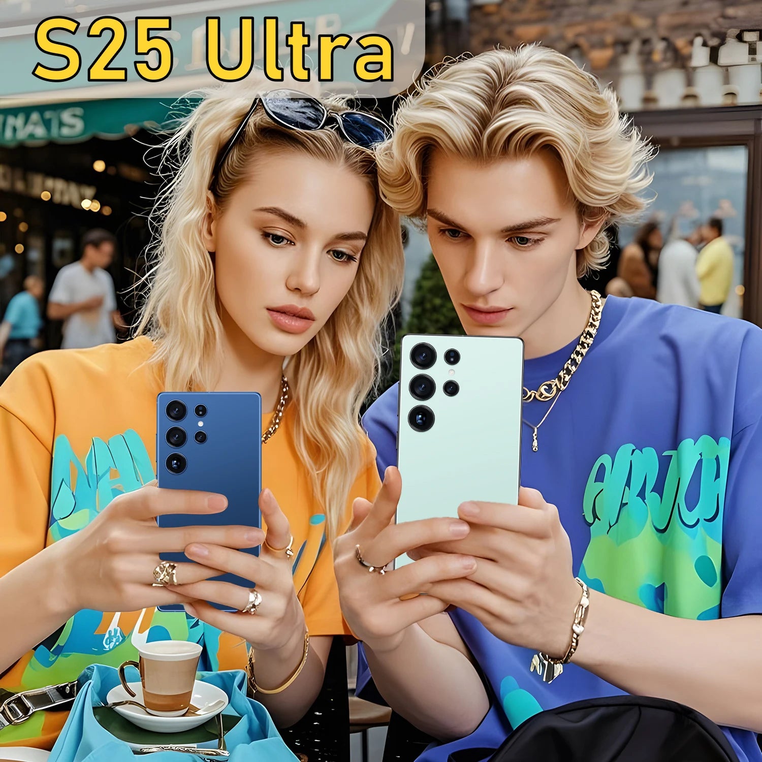Tidesmit S25 Ultra 7.3 inch display and 108MP camera secondary angle view for high performance gaming smartphone.