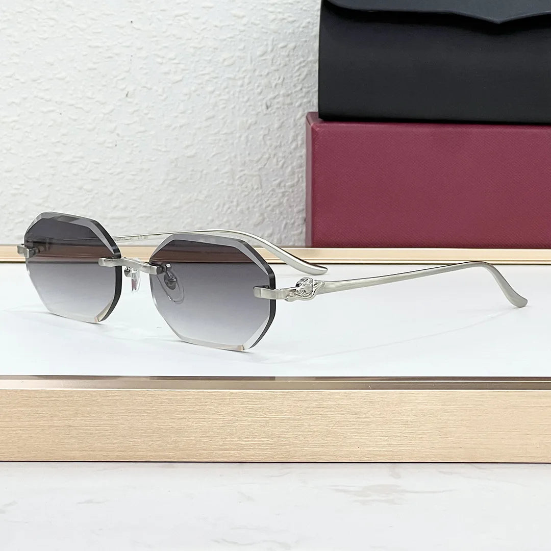 Luxury Designer Brand Irregular Sunglasses High Quality Diamond Cut Rimless Metal Frame Sunglasses