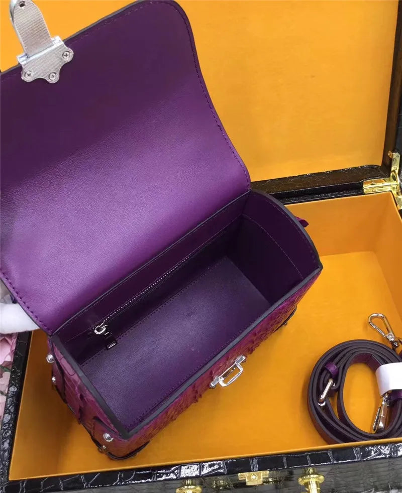 Authentic Exotic Crocodile Skin Women's Small White Purse Genuine Real Alligator Leather Lady Handbag Female Cross Shoulder Bag