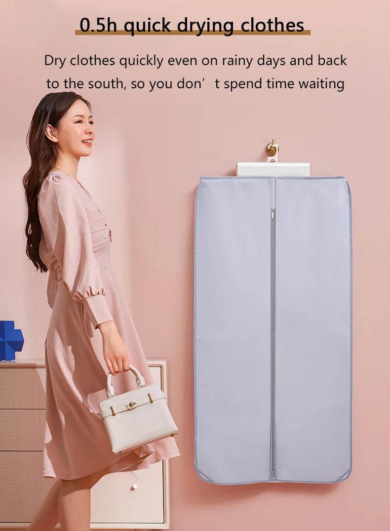 Tidesmit portable retractable clothes dryer and shoe drying machine with folding hanger and quilt warming function