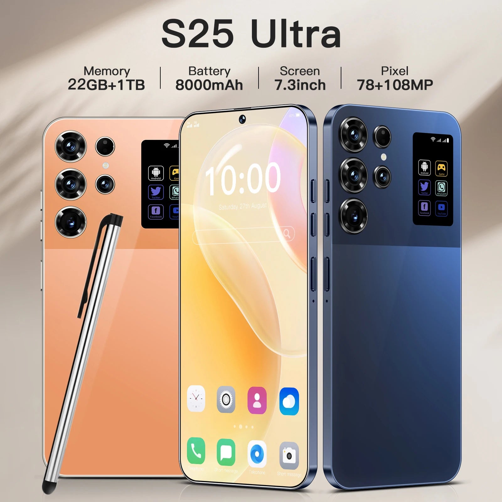 Real High Quality S25 Ultra 22+1TB Smart Phone Android 15 5G Dual SIM S25 Ultra Hot Selling New S25 Ultra Mobile Phones Tidesmit