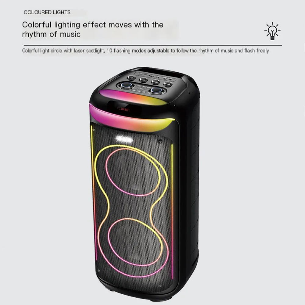 RX-P8Q278 PRO Wholesale Outdoor Portable Wireless LED Speaker Bass100W DJ Karaoke Party Box Blue Tooth Speaker Dual 8-Inch Black My Store