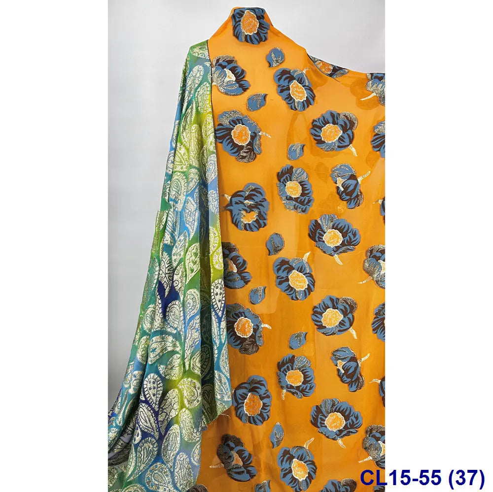 Lisami RTS Luxury Silk Fabric Elegant Multi-Color 3D Metallic Handcut for Dresses Weddings and Curtains