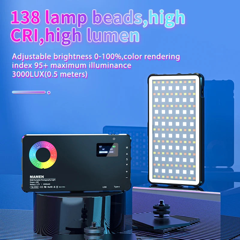 Hot Sale Tiktok Top-ranking Products Photographic Lighting Panel Fill 95CRI Photography Fill Lighting Rgb Light Tidesmit