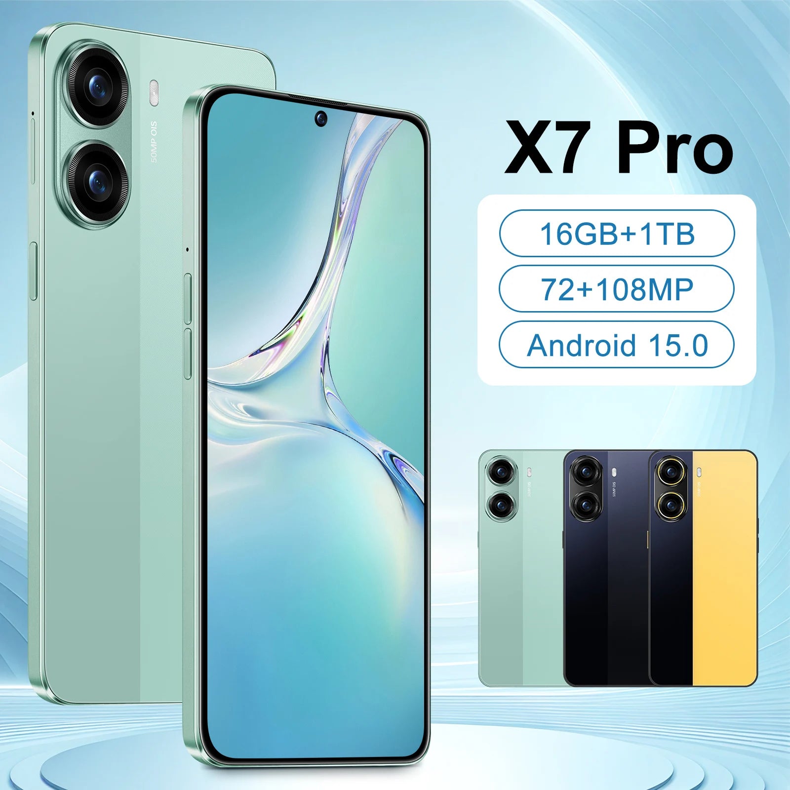 Tidesmit 5G Smartphone, 1TB Storage, 16GB RAM, 108MP Camera Green 16g 1TB Tidesmit
