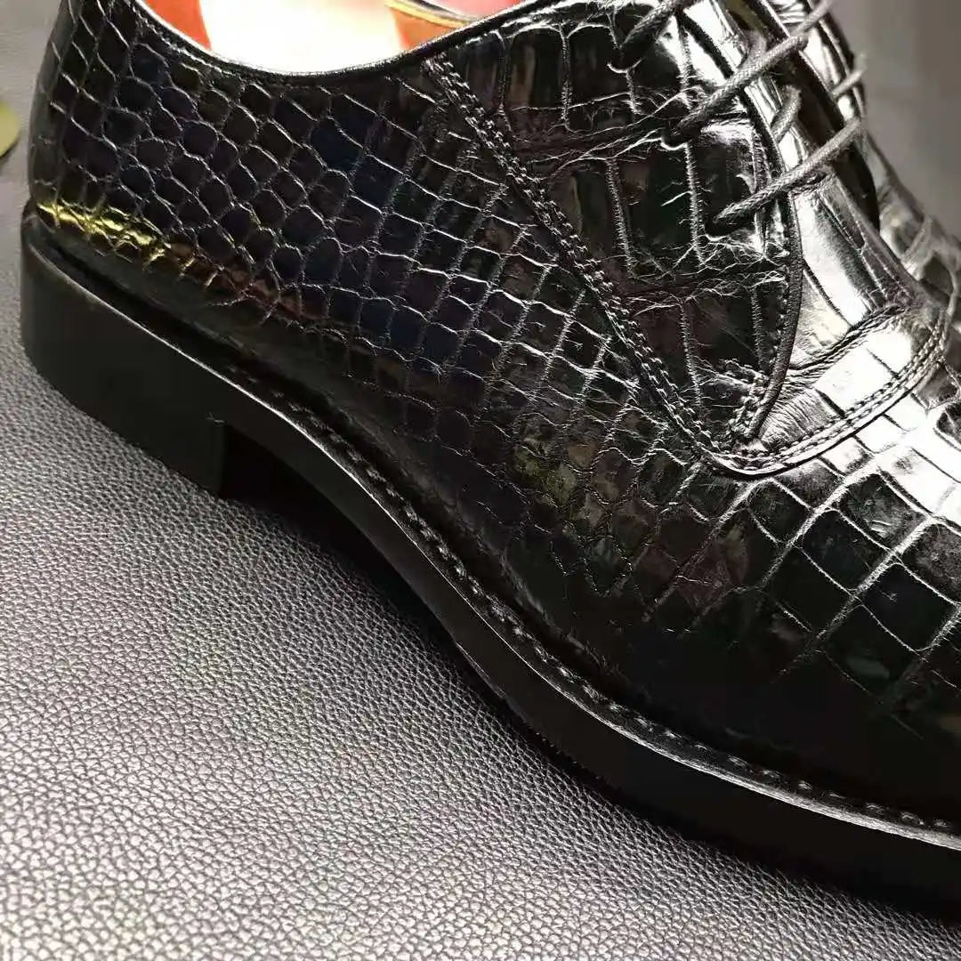 Goodyear Luxury Crocodile Leather Wedding Shoes Men Alligator Party Official Mens Shoes High Quality Classic Men's Dress Shoes