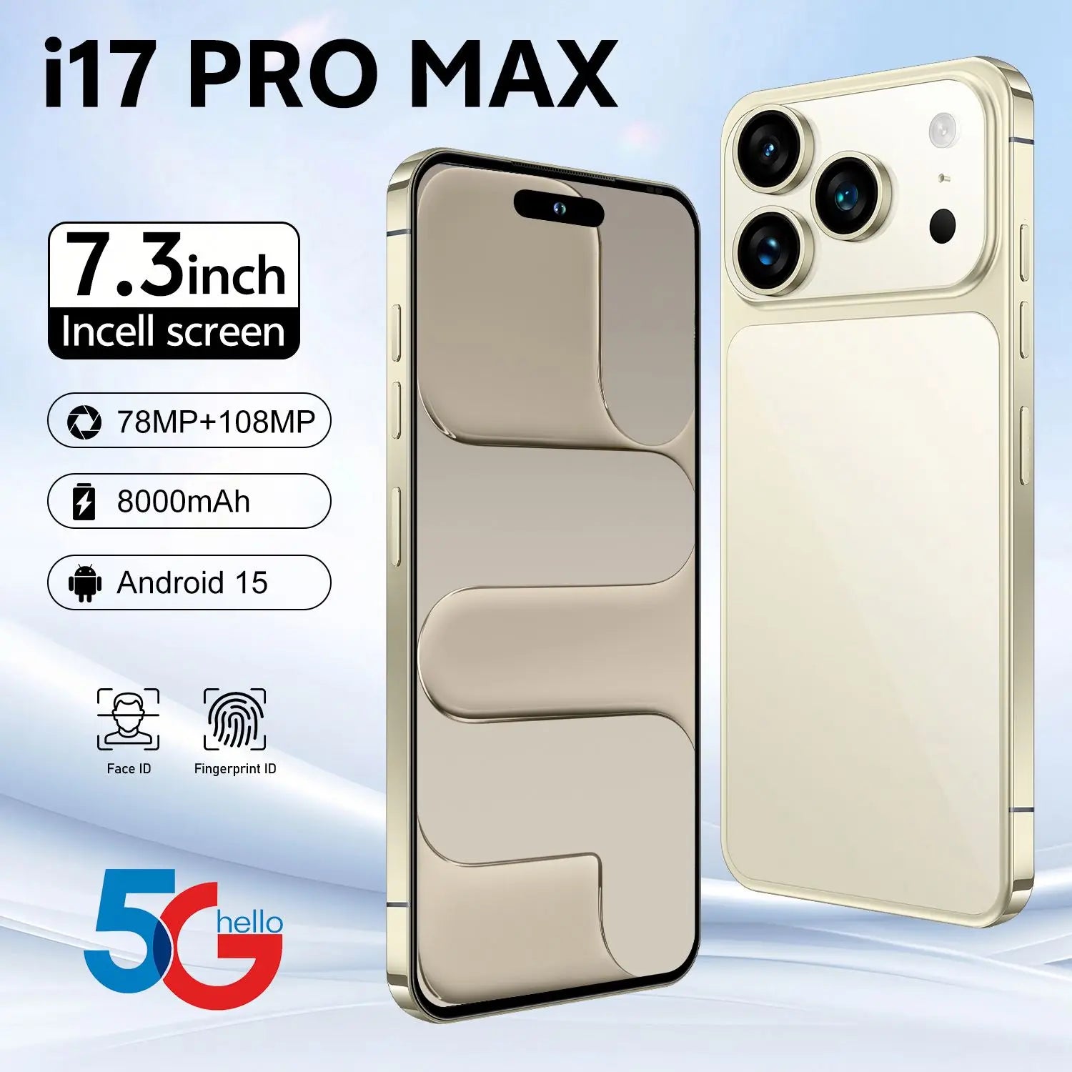 Brand new 2026 Model 17 Pro Max 5G smartphone with 16GB RAM and 6.9 inch display in custom US edition finish