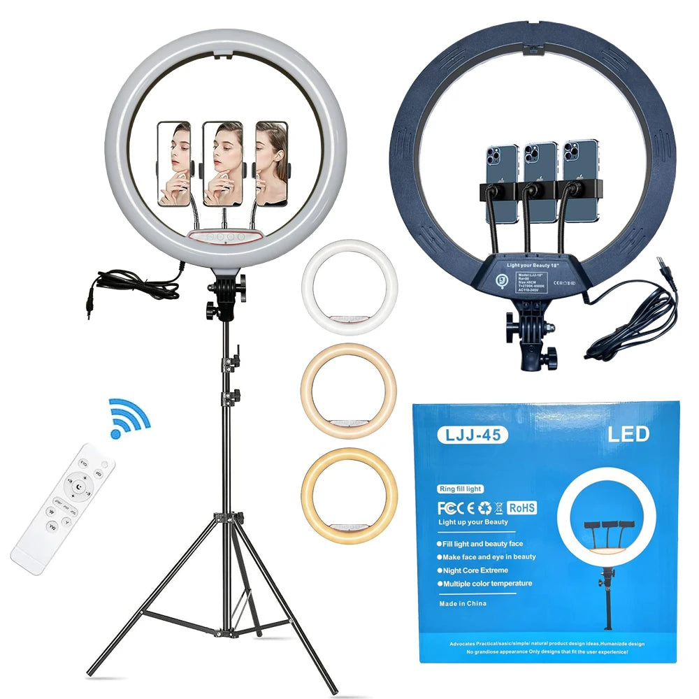 18-inch British Plug Mobile Phone Half-moon Led Ring Light Mobile Phone Fill Light Ring Light with Tripod Tidesmit
