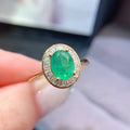 Good Price 925 Sterling Silver Natural Emerald Women's Wedding Ring Engagement Anniversary