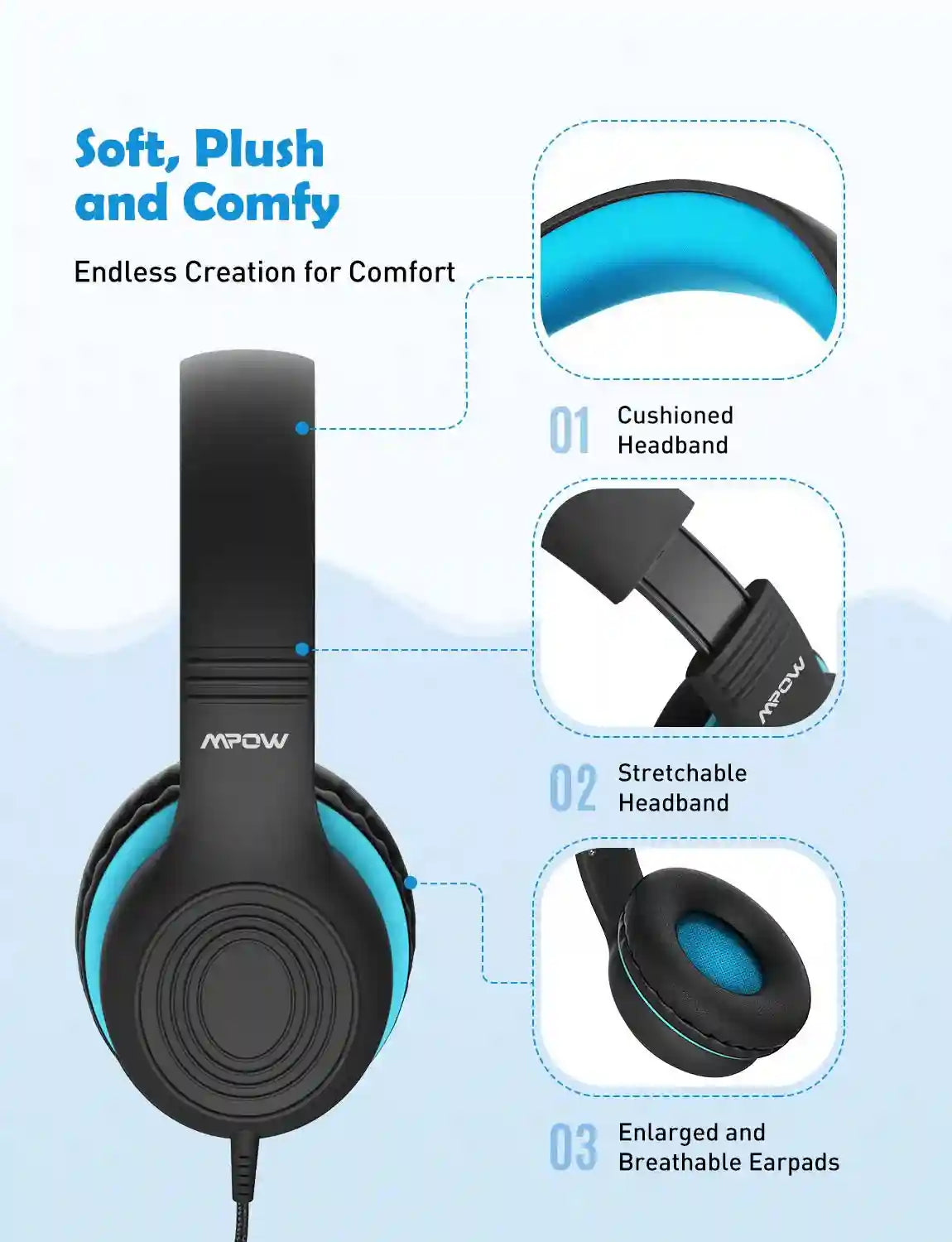 Wired Kids Headphones with Safe 85dB Volume Limiting by Tidesmit Tidesmit