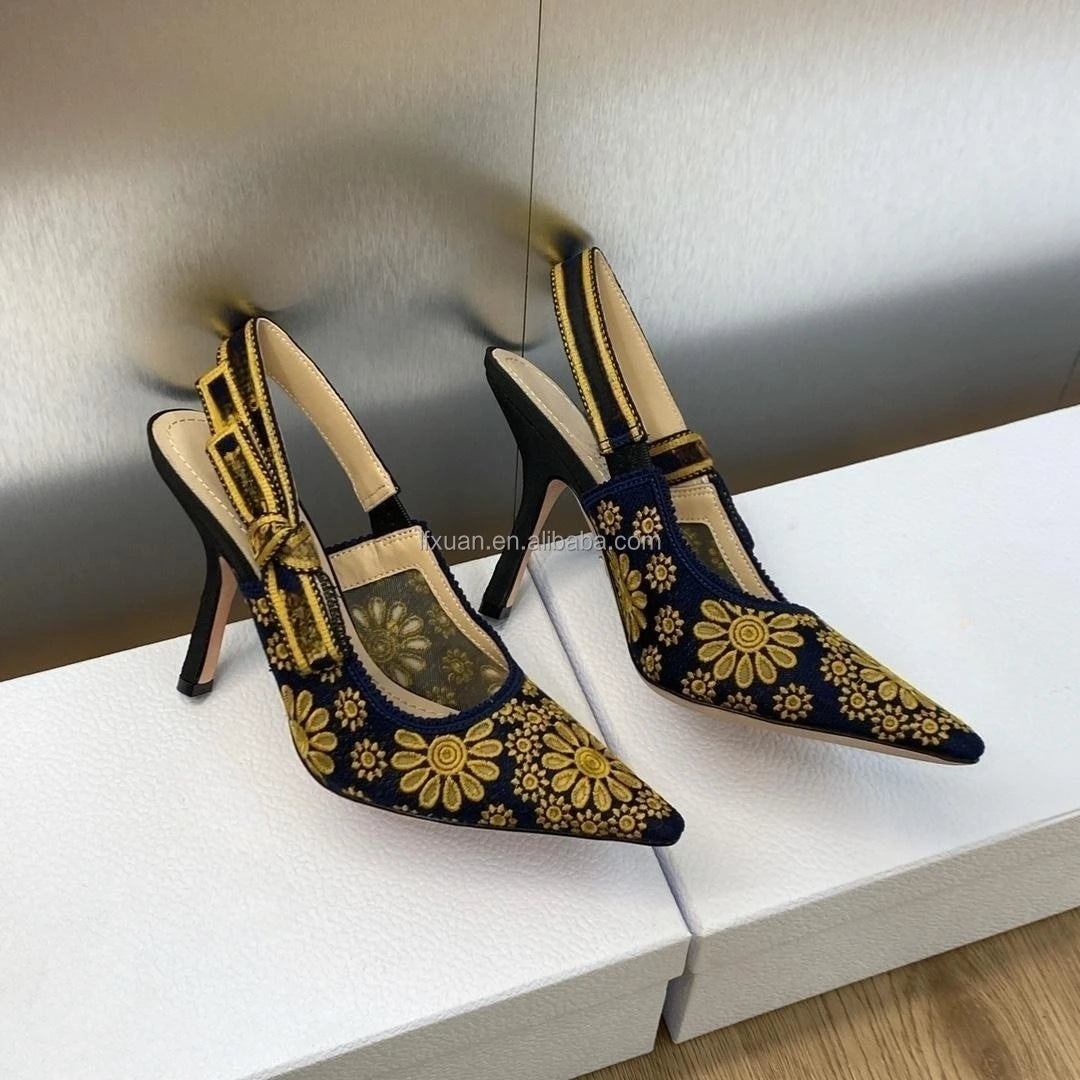 2025 New Design Luxury Branded Arrive Top Quality Famous Brand Factory Wholesale Big Size  High Heels Sandals for Women