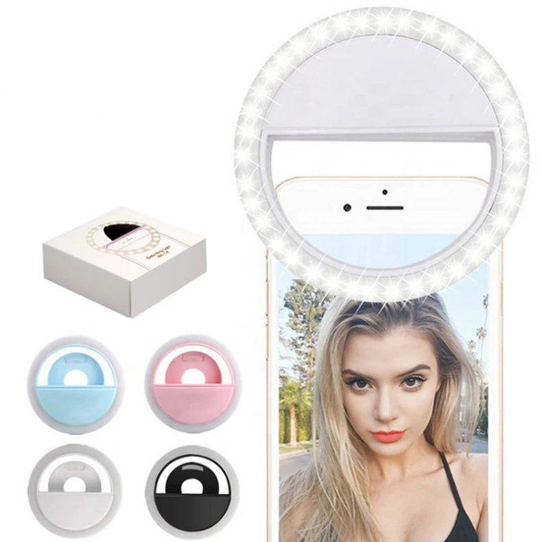 Clip on 36 Led 3 Dimmable Modes Rechargeable Mini LED Custom Camera Lights Selfie Light Phone Ring Light Selfie Tidesmit