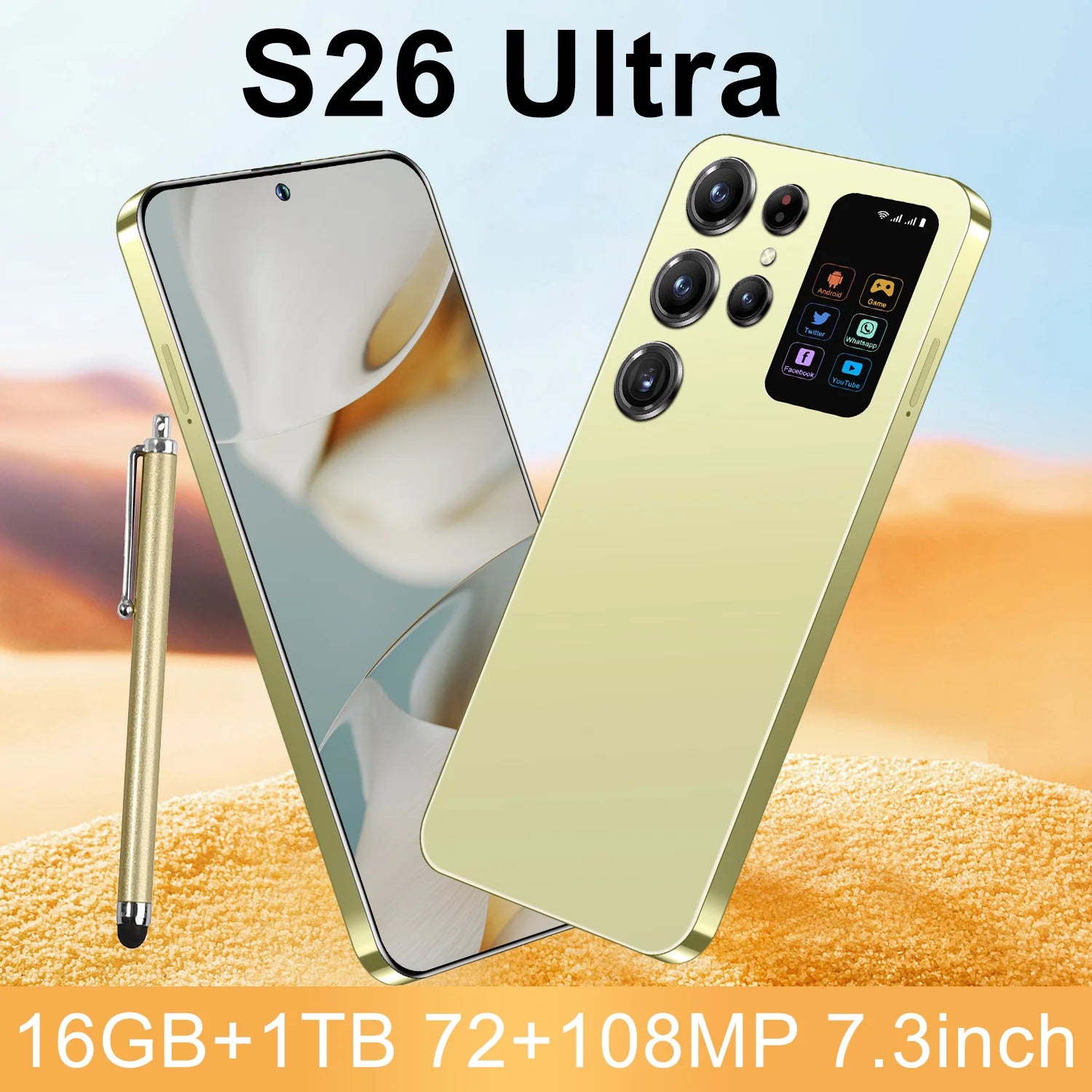 S26 Ultra 5G Smartphone 1TB Storage - 7.3-inch HD Display Tidesmit