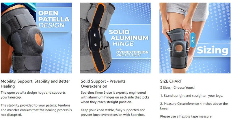 Hinged Knee Brace Open Patella Knee Support with Dual Metal Side Stabilizers for Meniscus Tear, Arthritis, Tendon Pain Relief