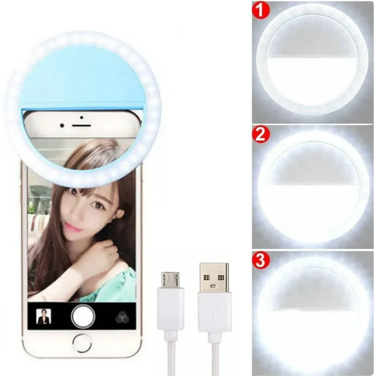 2025 Hot Sell Drop Shipping Portable Rechargeable USB Camera Clip Photography Video Mobile Phone LED Ring Selfie Light Tidesmit