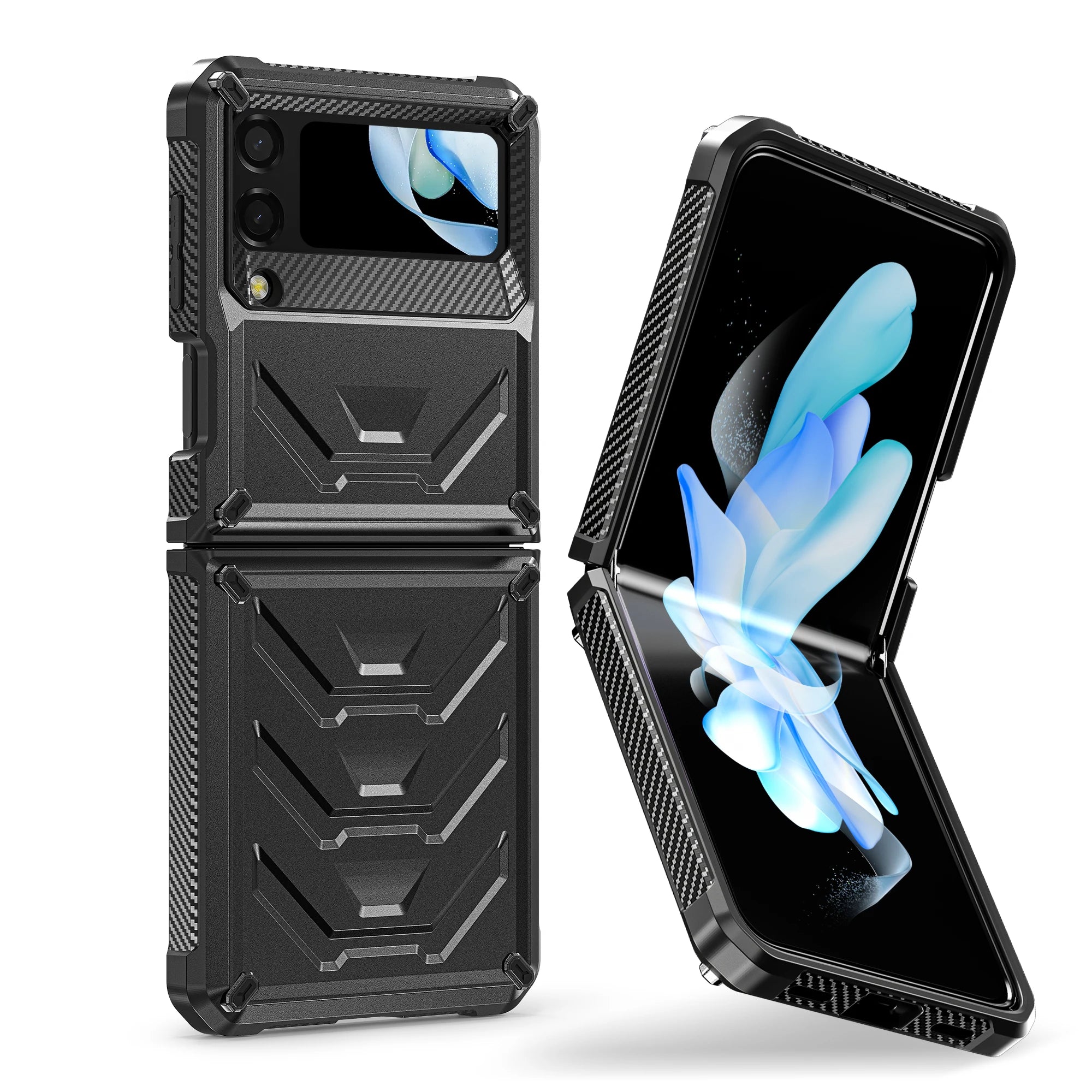 Galaxy Z Flip 4 SM F721 Luxury 5G Screen Protector TPU Case Cover 6.7 Inch Mobile Phone Shockproof Black PC Protector Black Corrugated Box For samsung Galaxy Z Flip 4 SM-F721 Tidesmit