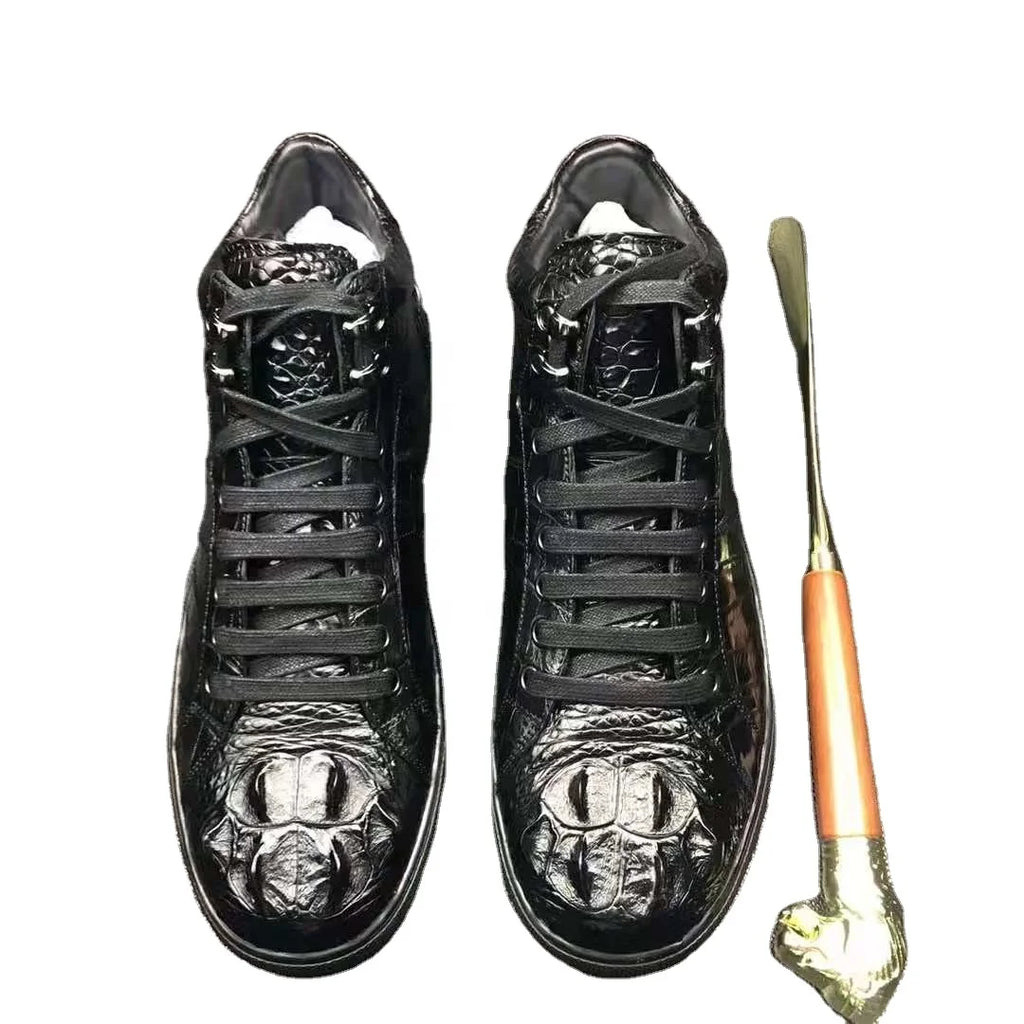 High End alligator Sneaker Men's Shoes Pure crocodile Leather Business Mens Skateboard Shoes Goodyear Luxury Wedding Shoes Men