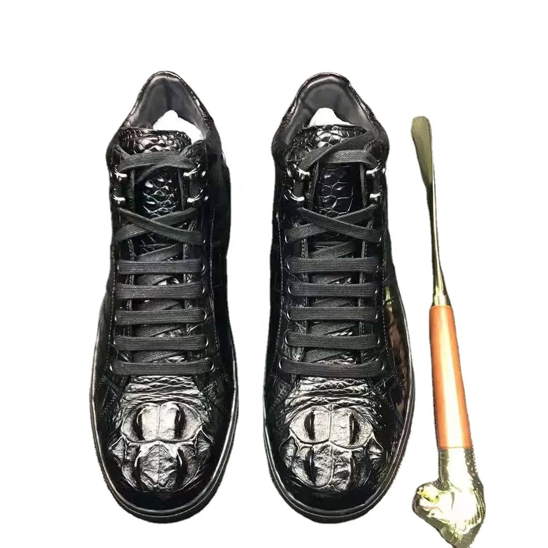 High End alligator Sneaker Men's Shoes Pure crocodile Leather Business Mens Skateboard Shoes Goodyear Luxury Wedding Shoes Men