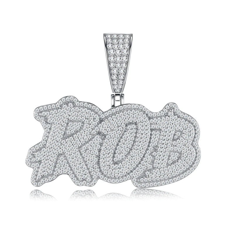 ROB Letter Moissanite Pendant GRA Certified Iced Out Mens Hip Hop 925 Silver D Color VVS Chain Pendant Fine Jewelry