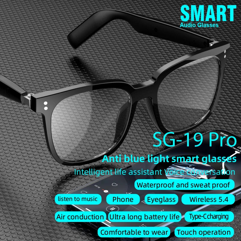 SG-19 Pro Smart Sunglasses Magnetic Frame 3 in 1 Audio Music Call Anti-blue Light Lens Women Men Wireless Smart Glasses Earphone Tidesmit