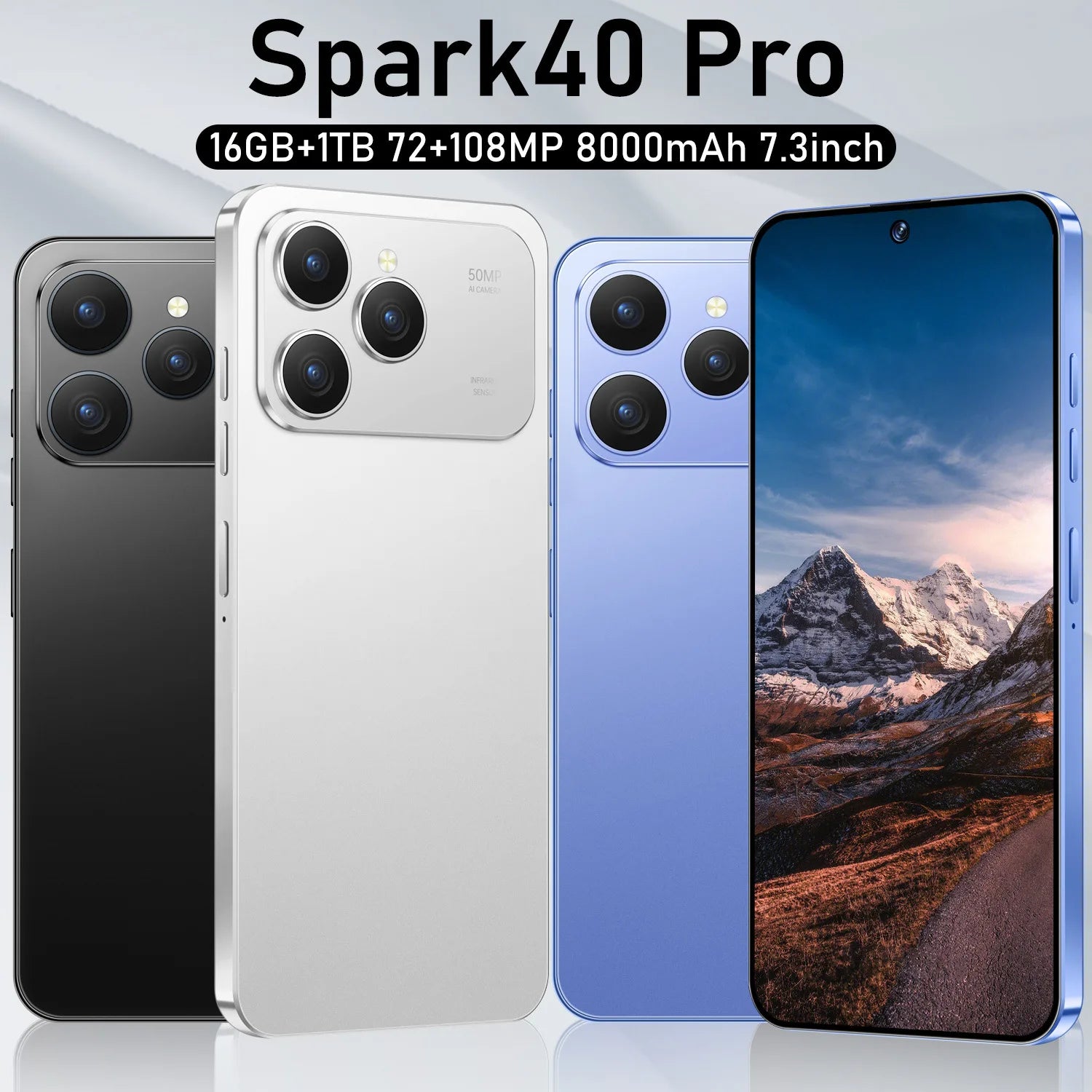 Spark 40 5G Smartphone with 108MP camera, 16GB RAM, 1TB storage, and fast charging in new design