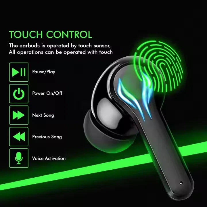 J116 TWS Gaming Tws Earbuds With Cool Breathing Light Charging case Low Latency Headset Long Battery Life Wireless Earphone Tidesmit