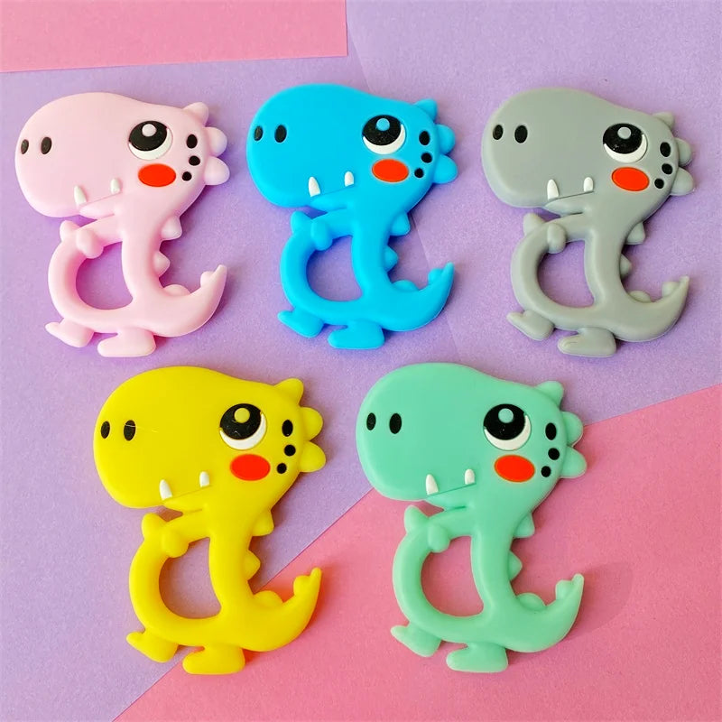 1pcs Teether Animal Silicone Baby Teething Toy Rodent Food Grade BPA Free Cartoon Dinosaur Pendant Nursing Necklace