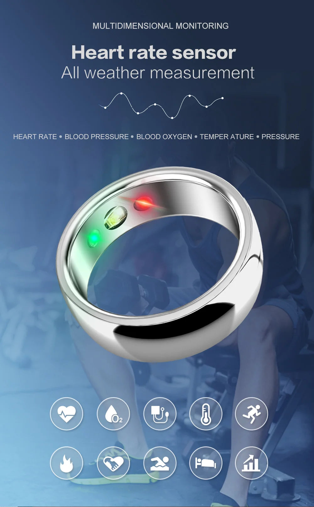 New Couple SR300 Smart Rings Intelligent Fitness Tracker Health Monitor Smart Ring for Men and Women Tidesmit
