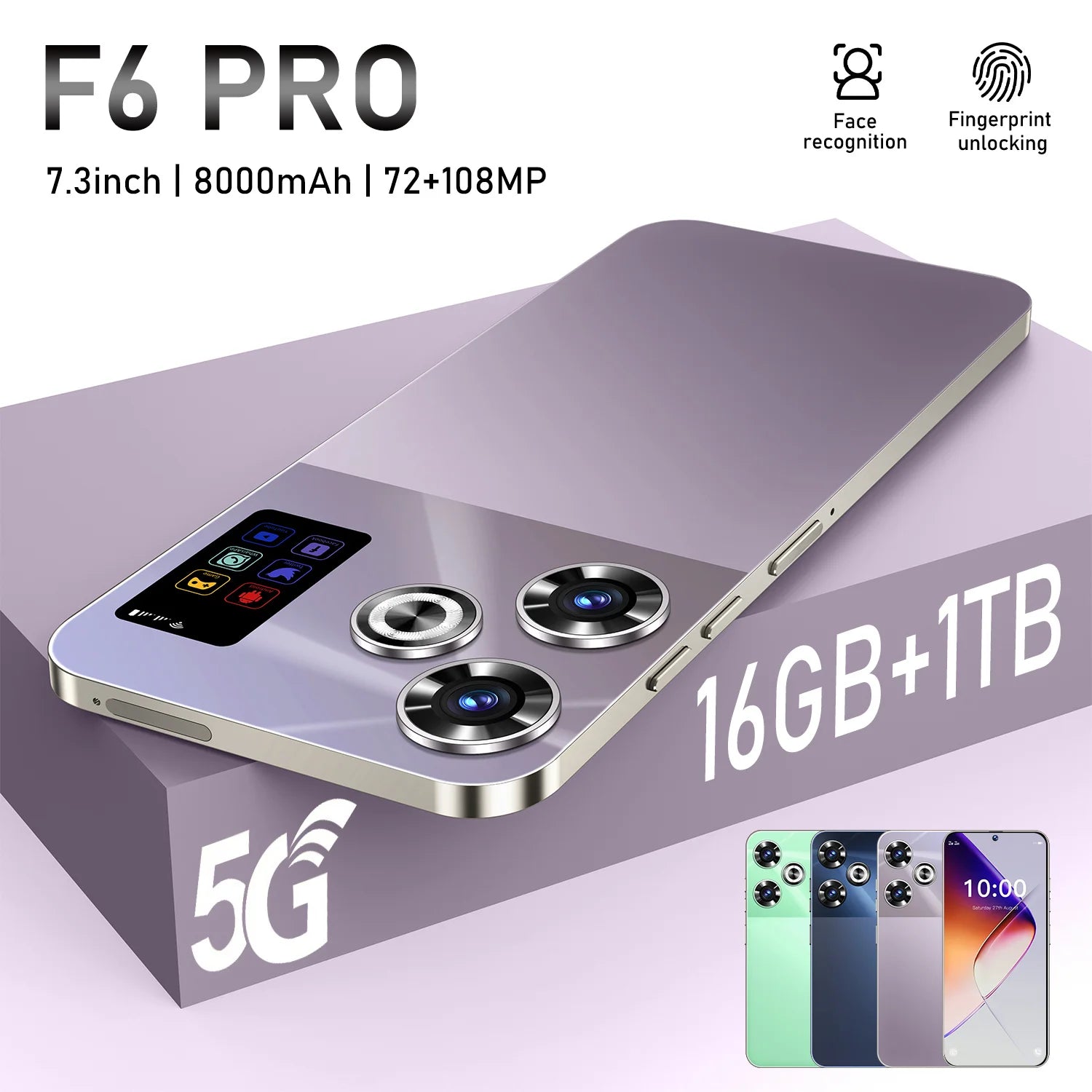 Tidesmit 5G Smartphone, 16GB RAM, 1TB Storage, 108MP Camera Gray16G+1TB 16g Tidesmit