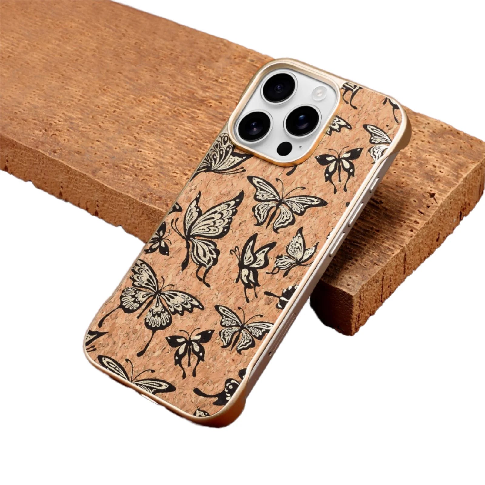 Denior Cork Material Invisible Magnetic Wireless Charging Phone Case for iPhone 16/15/14 Series Camera Screen Protector OPP Bag Tidesmit